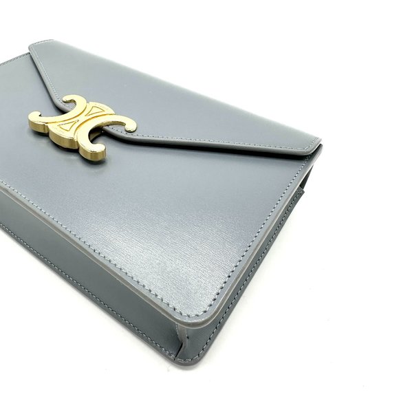 Celine Slate Blue Triomphe Margo Chain Flap - Picture 7 of 10